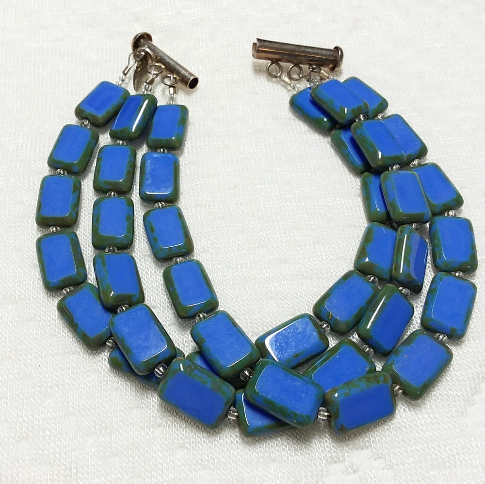 Stephanie Wolf 3 strand bracelet Sterling clasp